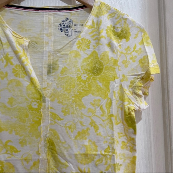 Anthropologie Pilcro Spliced-Neck Tee New Yellow White Floral Size XS ANTHRO NWT - Picture 7 of 10